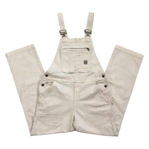 Vintage Carhartt Women’s Canvas Double Knee Overalls Cream Size Medium